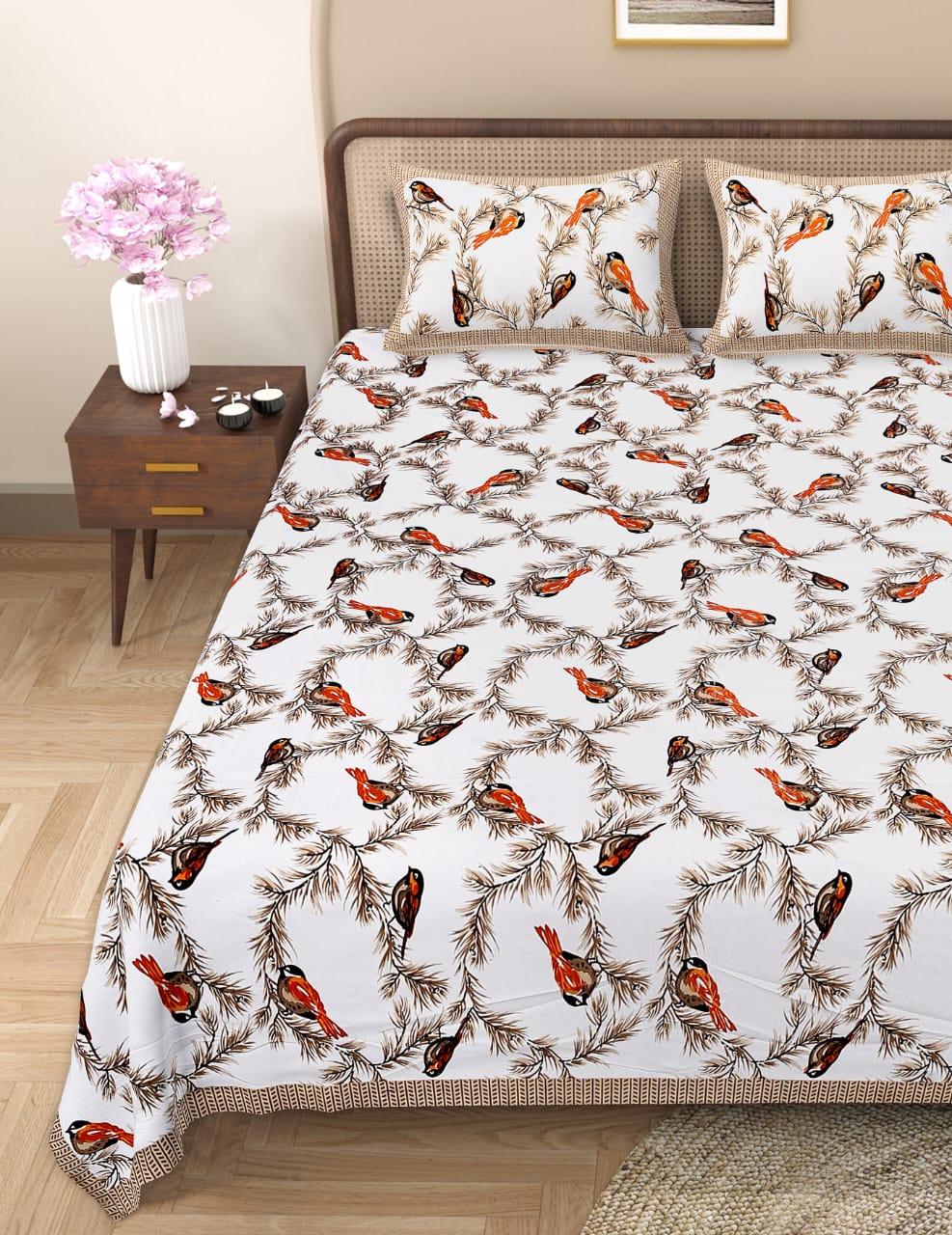 Pure cotton queen size double bedsheet (90x108 inches)