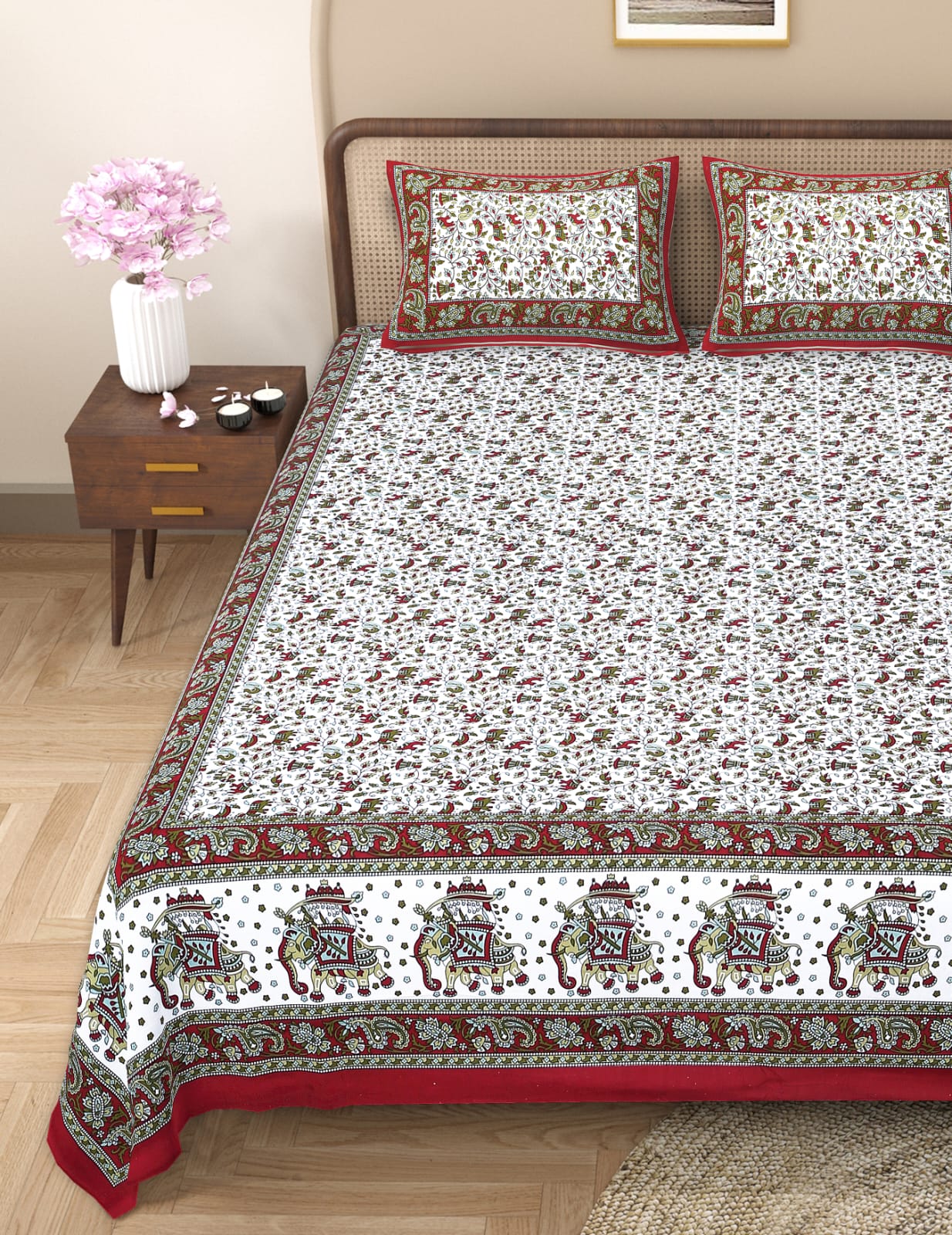 Pure cotton queen size double bedsheet (90x108 inches)