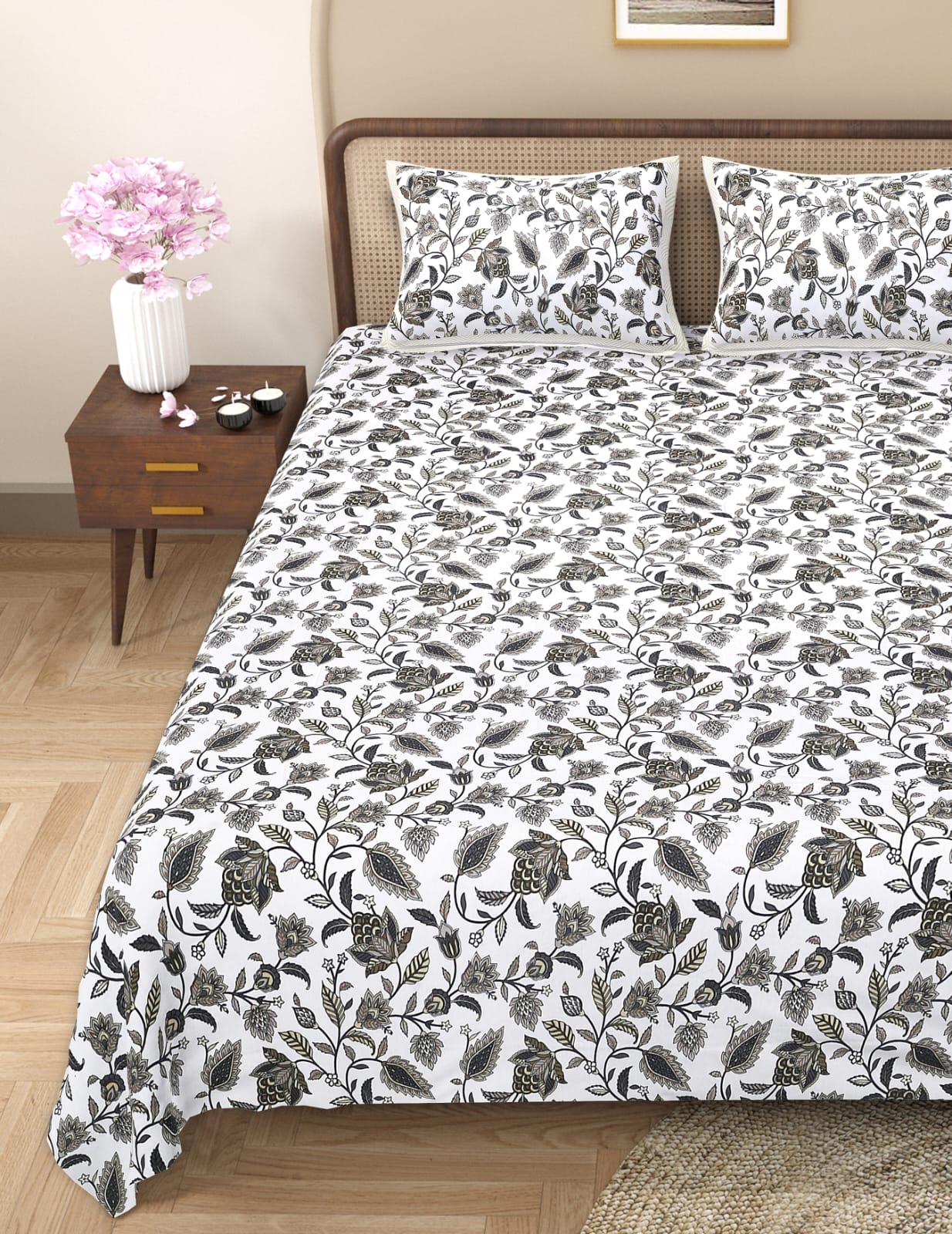 Pure cotton queen size double bedsheet (90x108 inches)