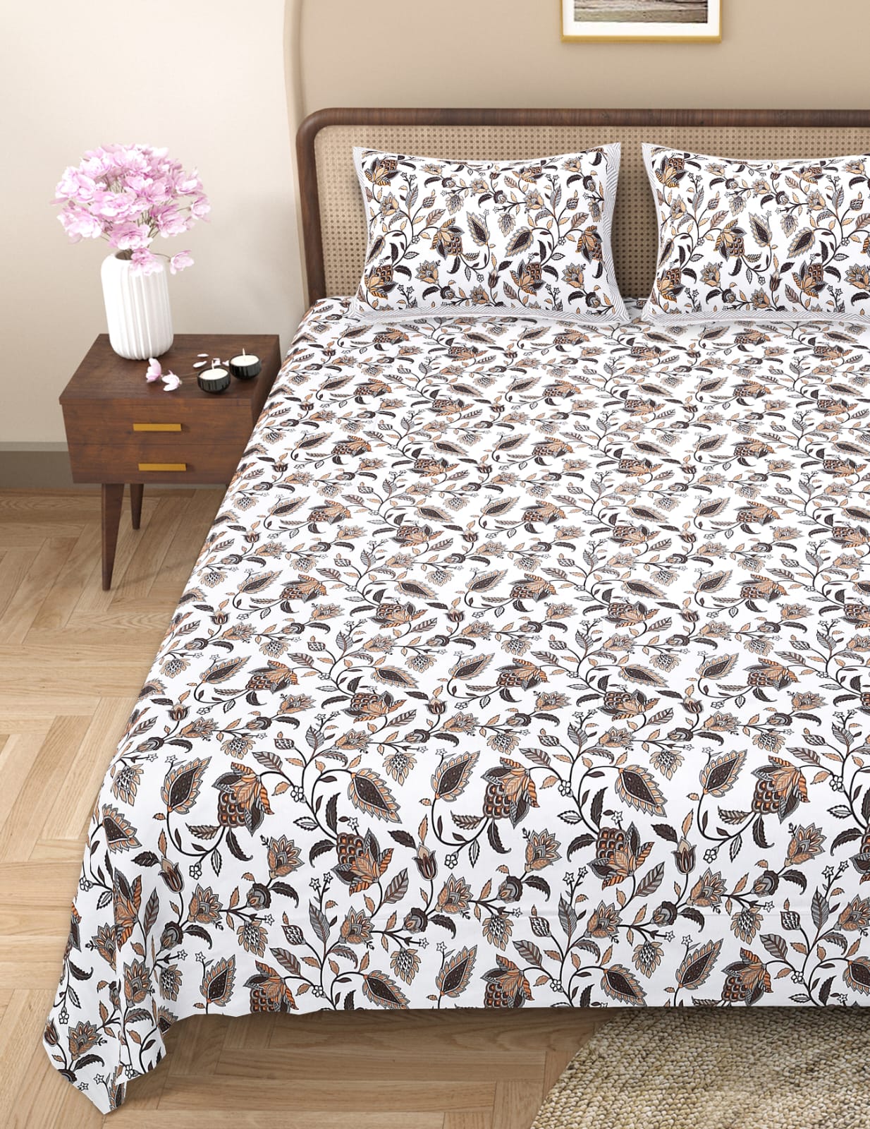 Pure cotton queen size double bedsheet (90x108 inches)