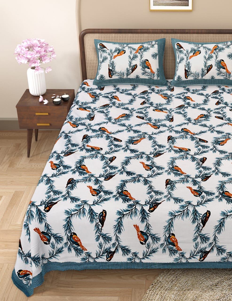 Pure cotton queen size double bedsheet (90x108 inches)