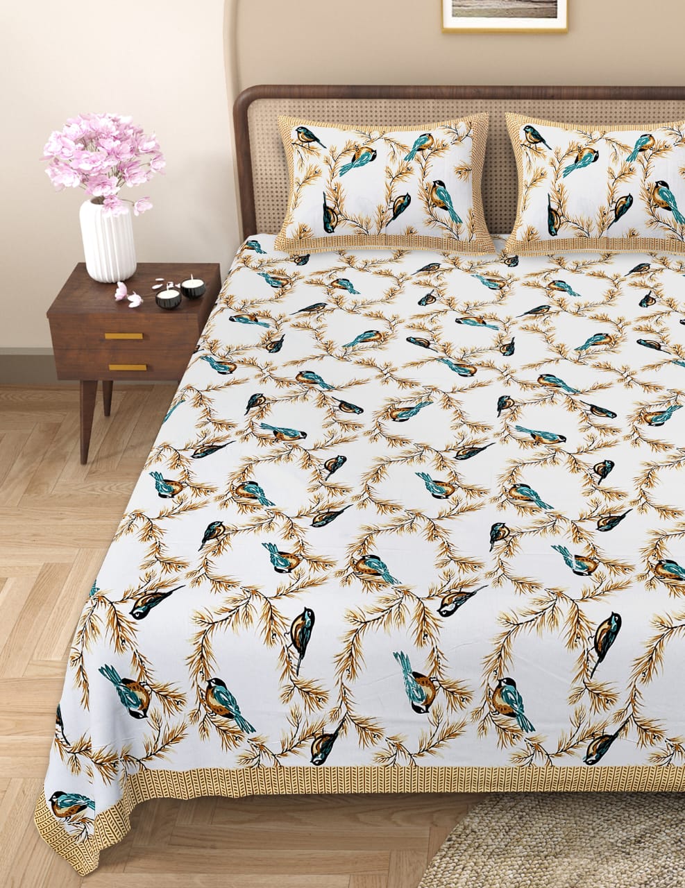 Pure cotton queen size double bedsheet (90x108 inches)