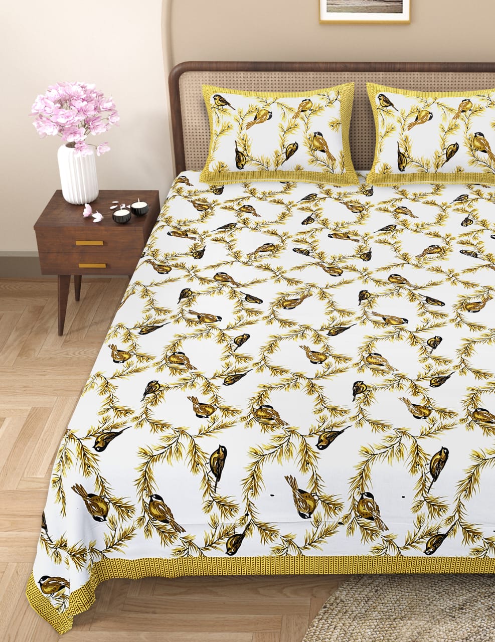 Pure cotton queen size double bedsheet (90x108 inches)