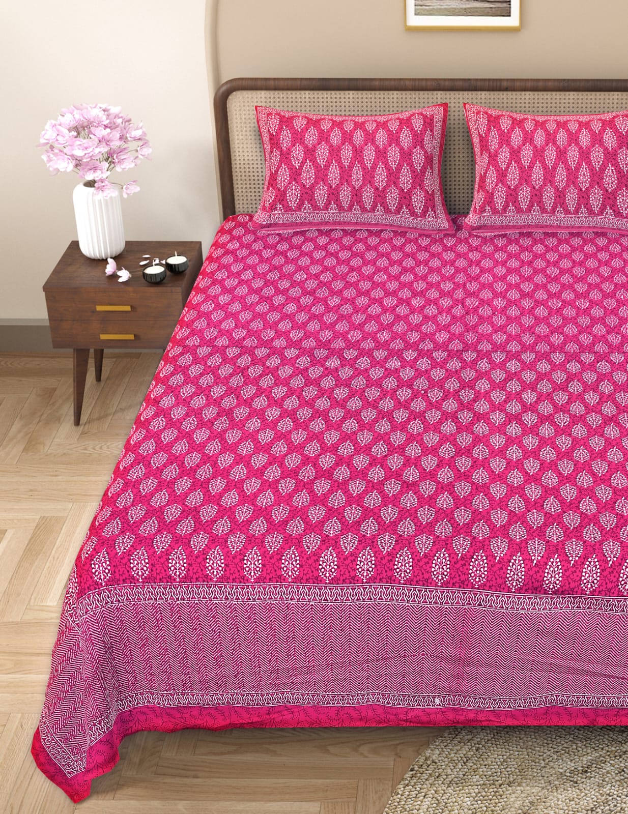 Pure cotton queen size double bedsheet (90x108 inches)