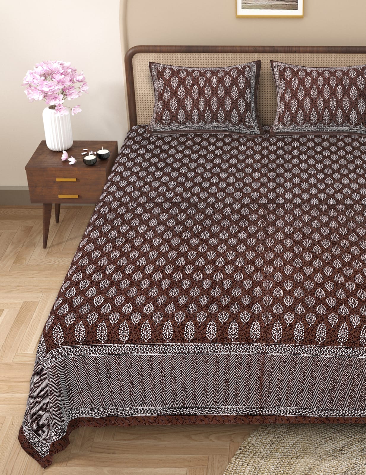 Pure cotton queen size double bedsheet (90x108 inches)