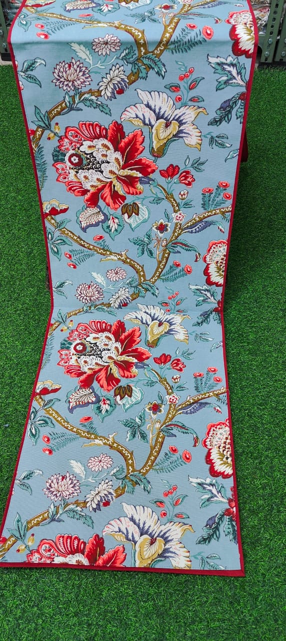 Pure cotton screen printed runners for 4 and 6 seater dining tables