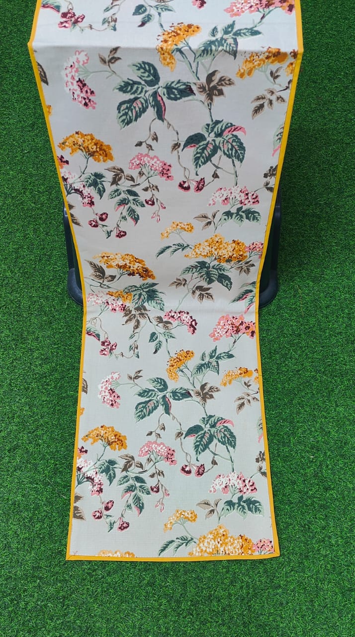 Pure cotton screen printed runners for 4 and 6 seater dining tables