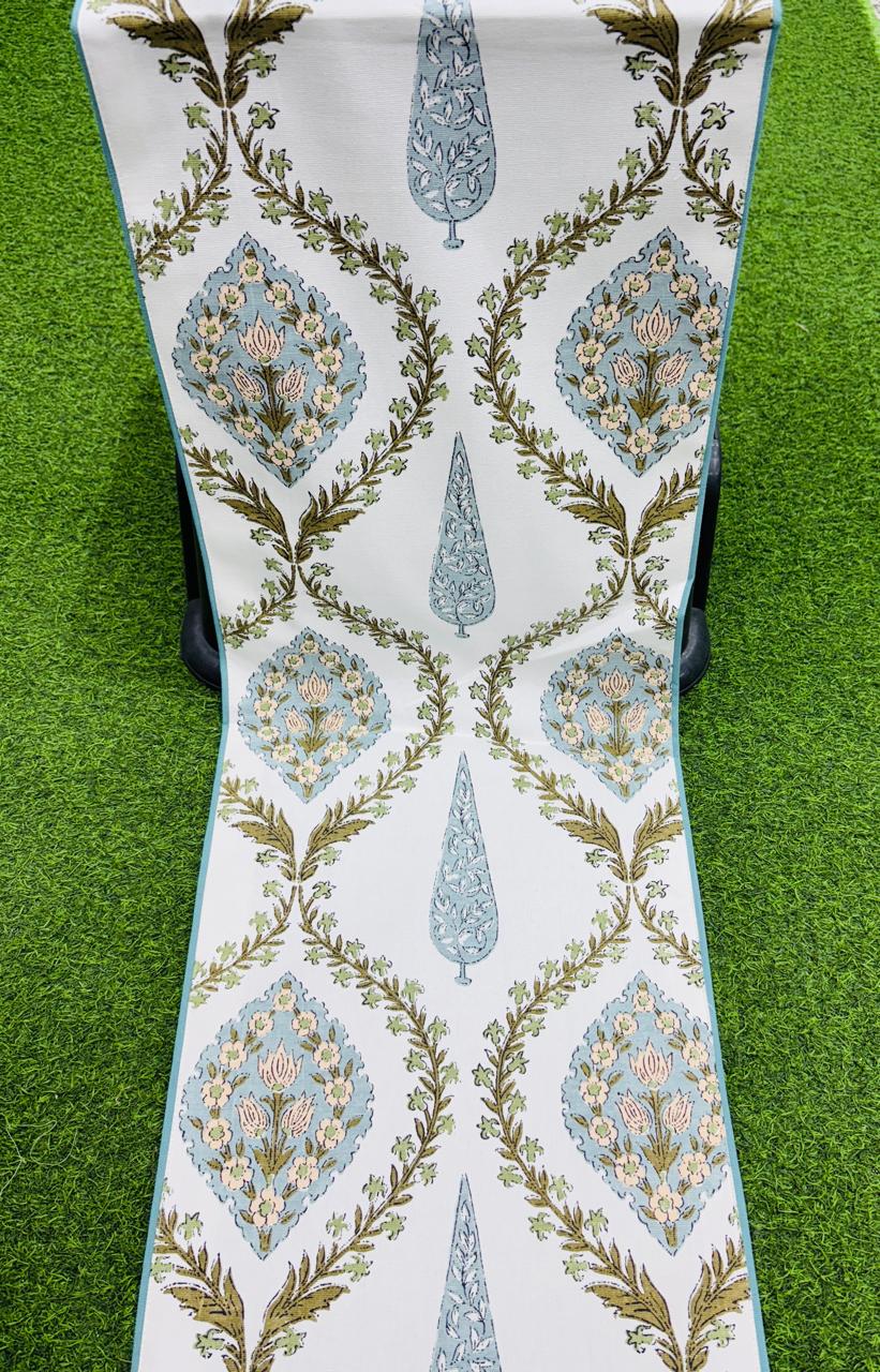 Pure cotton screen printed runners for 4 and 6 seater dining tables