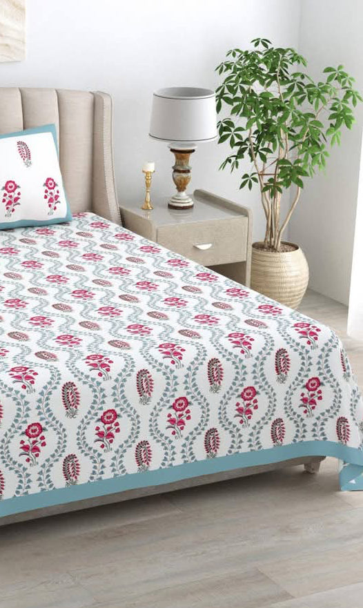 Pure cotton quilted single bedcover without pillow cover (60 x 90 inches)