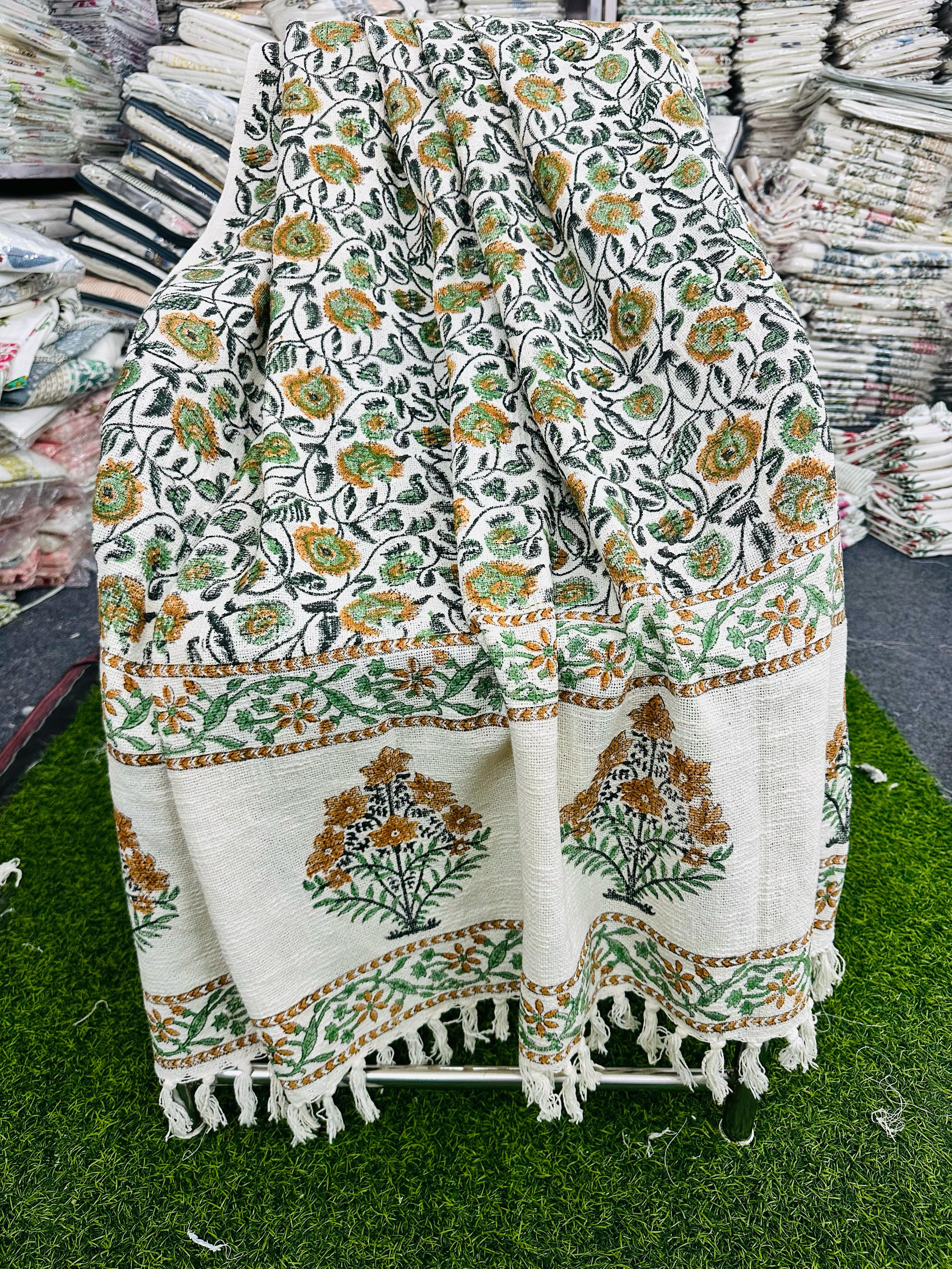 Pure cotton TNT slub hand-block printed sofa throws (5x7 feet)