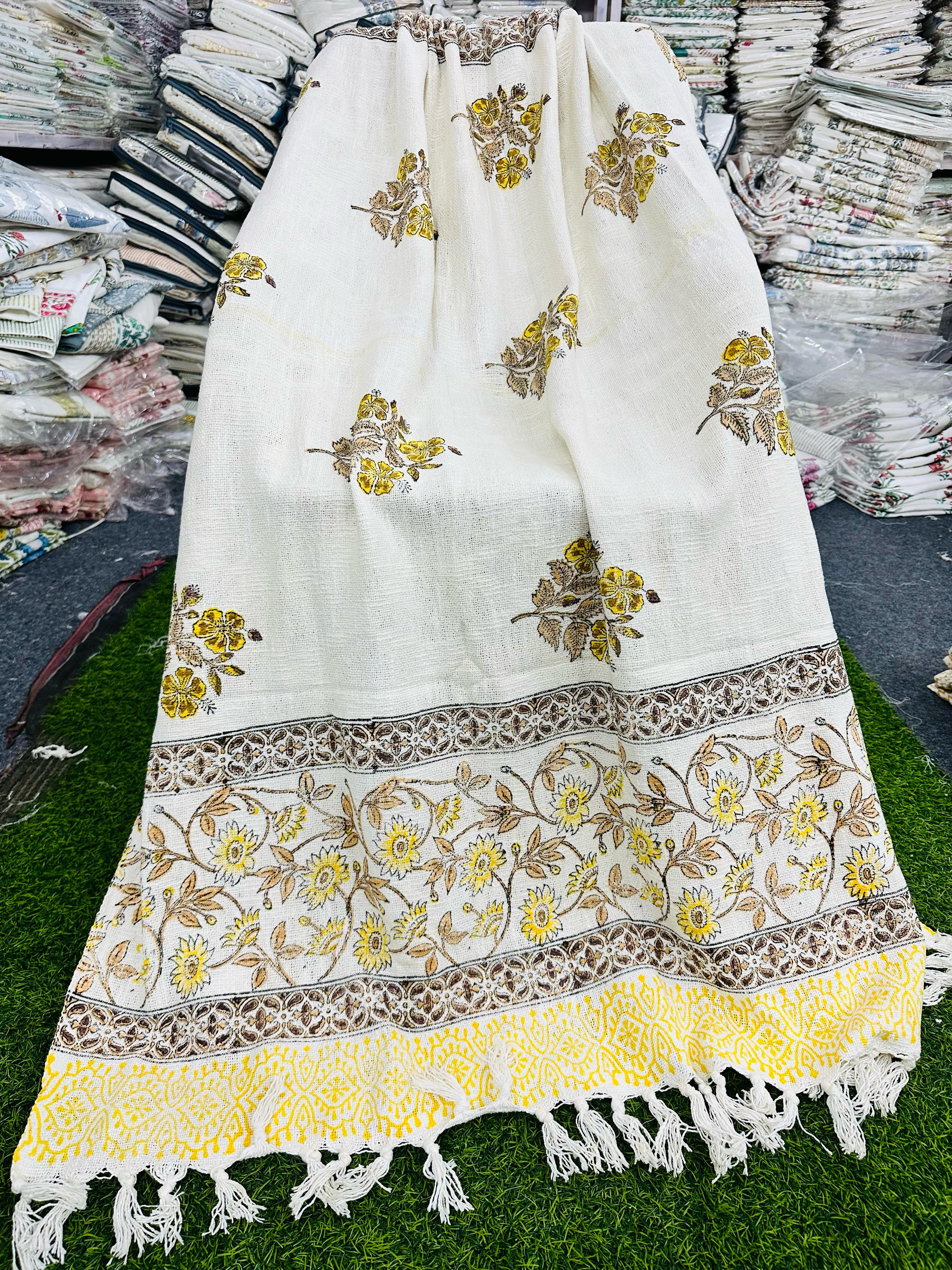Pure cotton TNT slub hand-block printed sofa throws (5x7 feet)