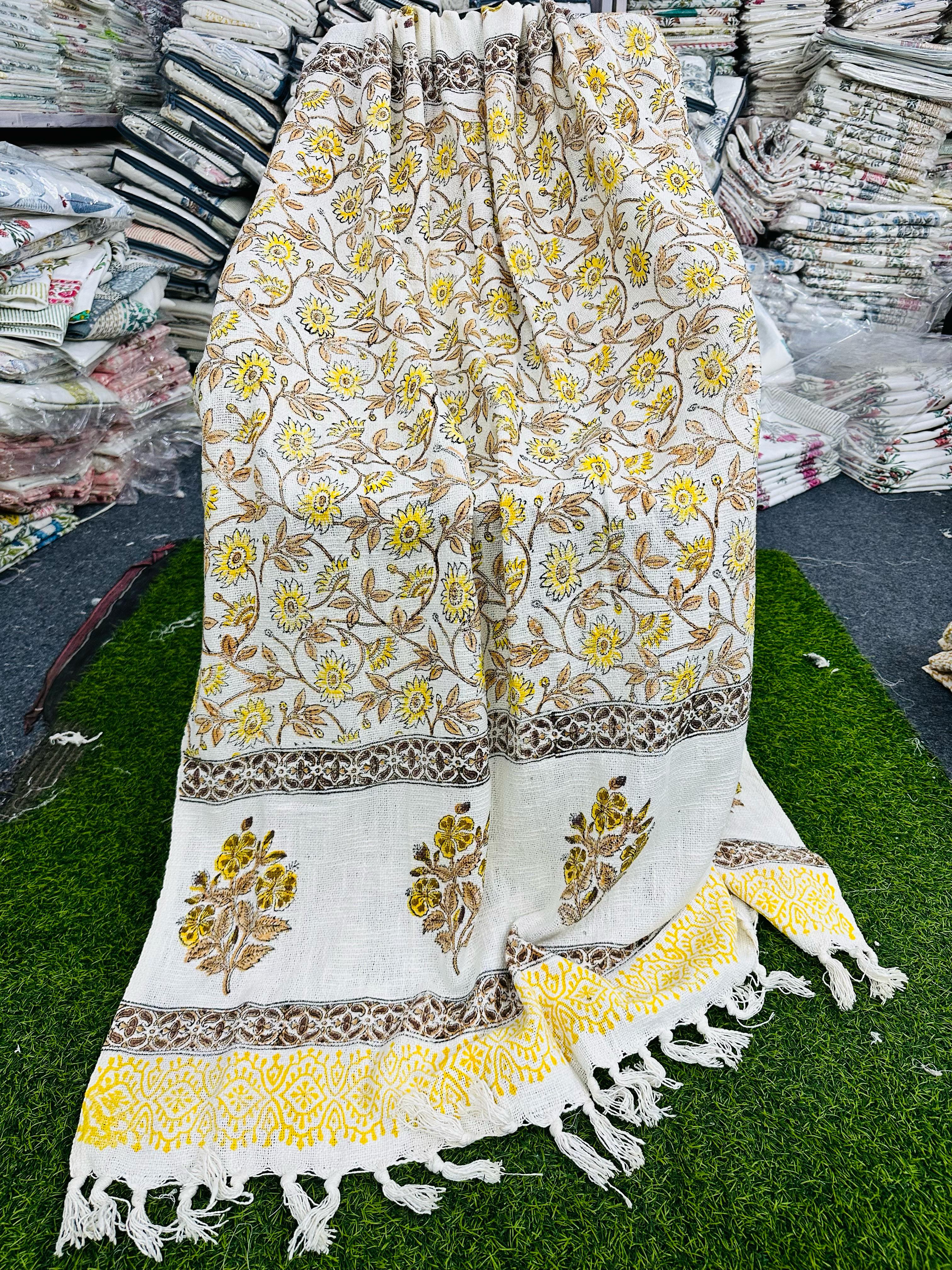 Pure cotton TNT slub hand-block printed sofa throws (5x7 feet)
