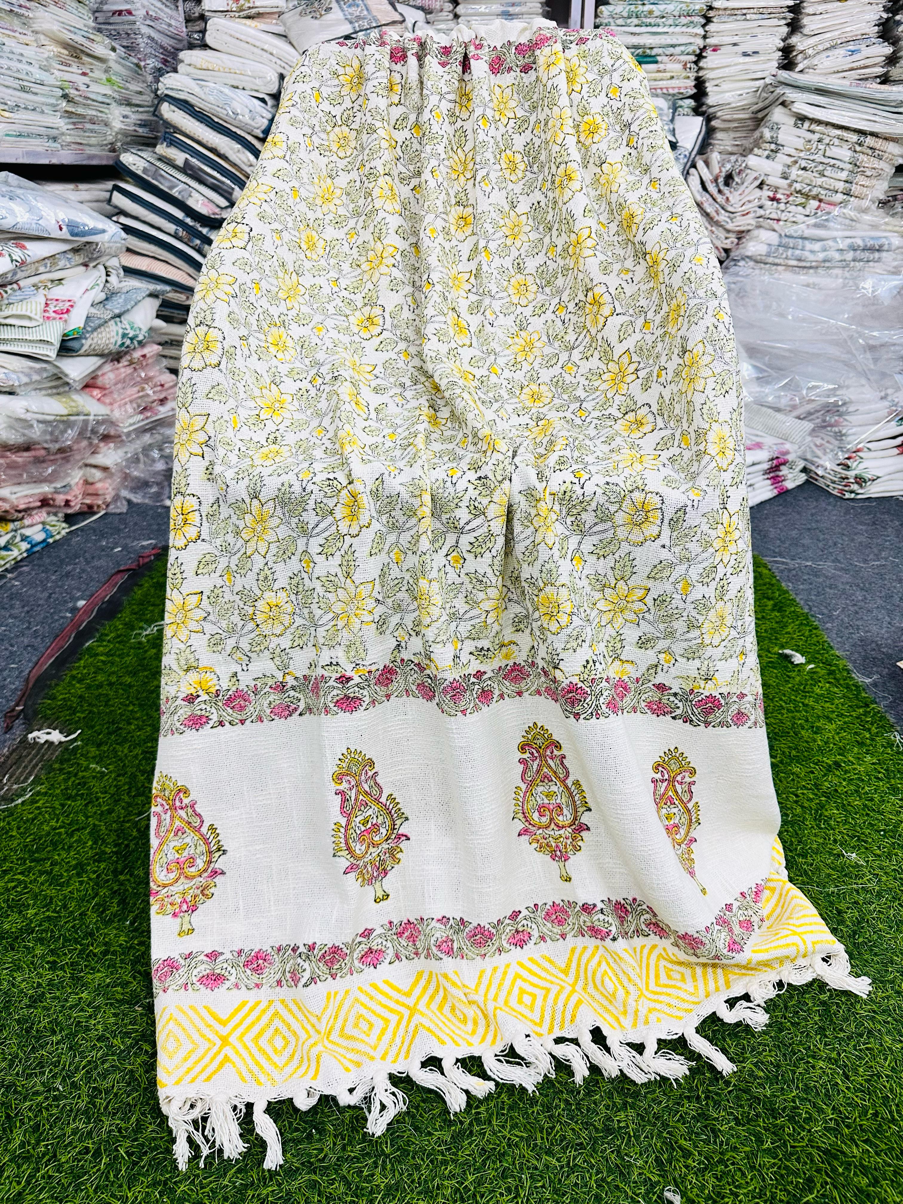 Pure cotton TNT slub hand-block printed sofa throws (5x7 feet)
