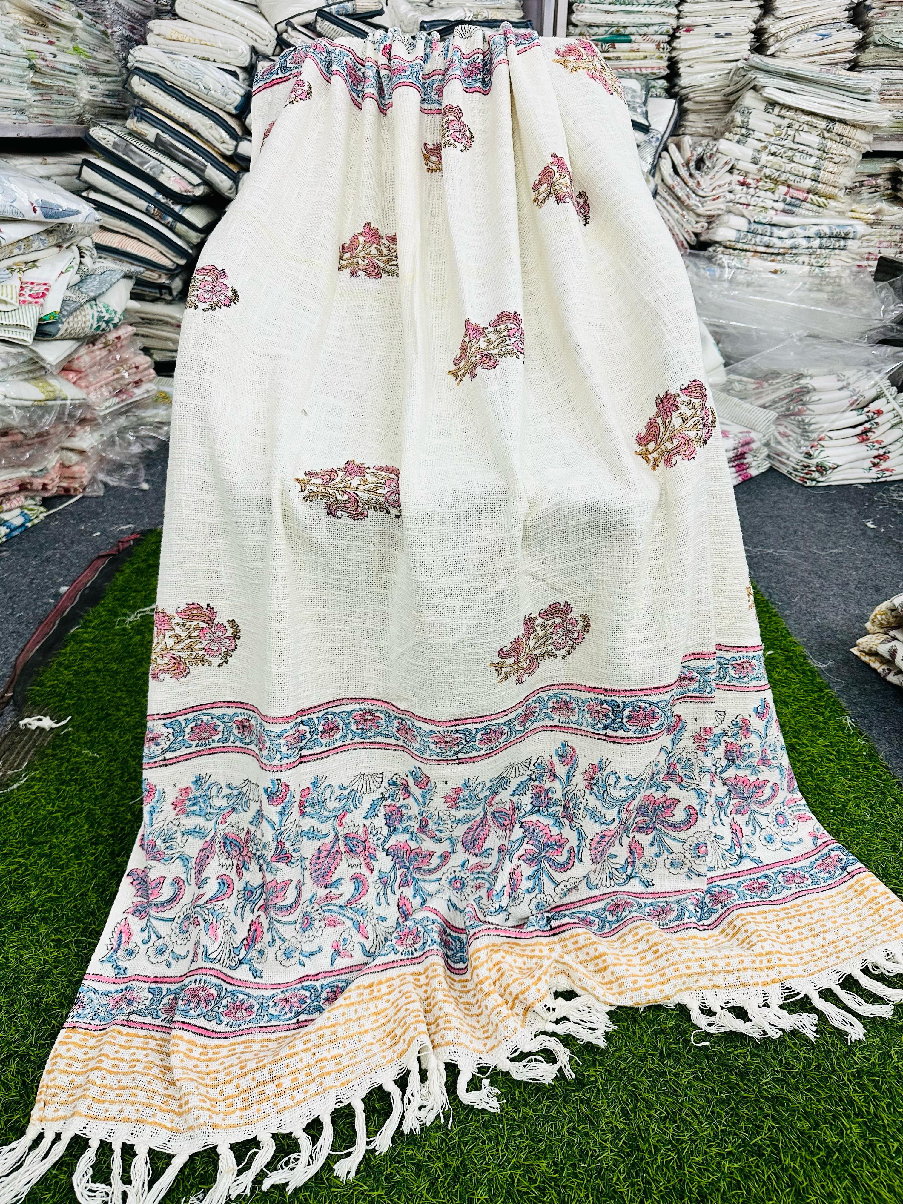 Pure cotton TNT slub hand-block printed sofa throws (5x7 feet)