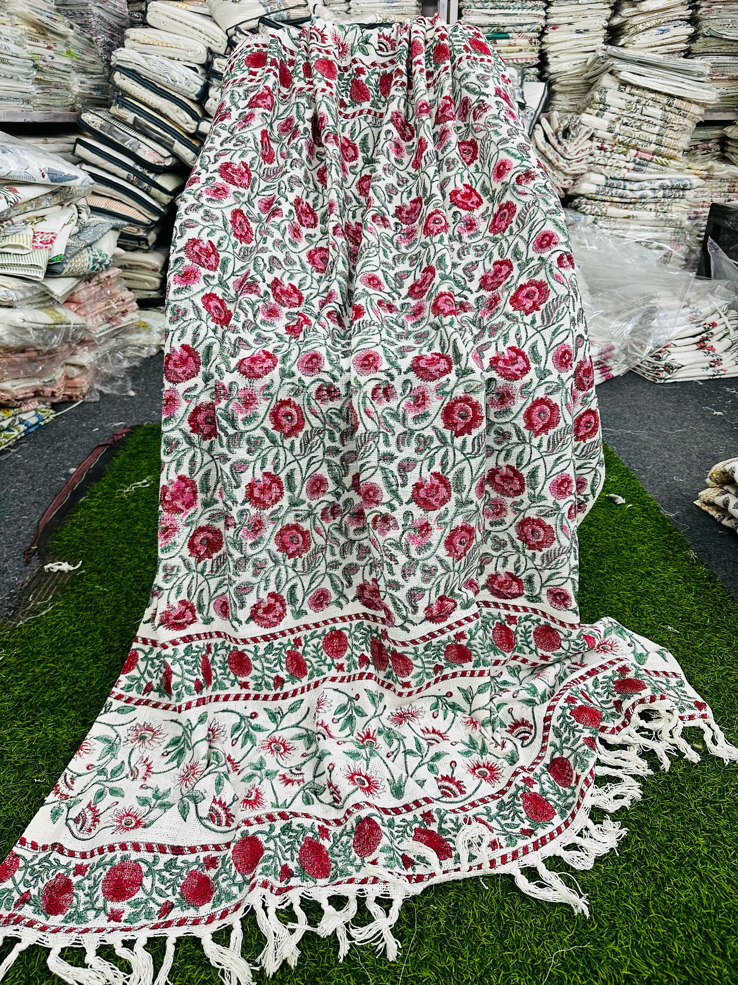 Pure cotton TNT slub hand-block printed sofa throws (5x7 feet)