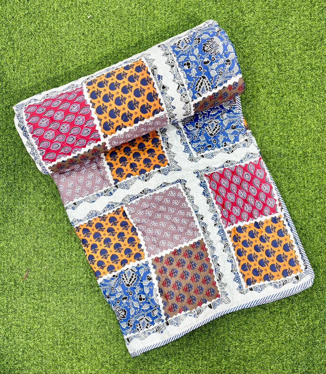 Pure cotton single screen printed reversible AC quilt (60x90 inches)