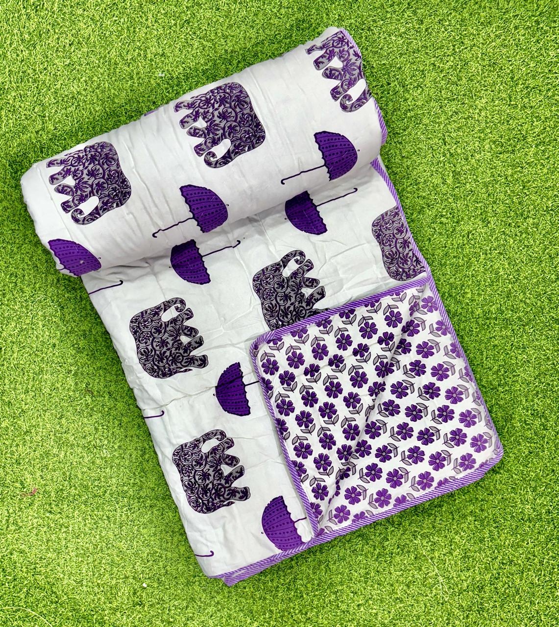 Pure cotton single screen printed reversible AC quilt (60x90 inches)