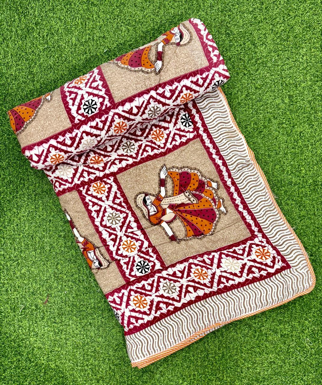 Pure cotton single screen printed reversible AC quilt (60x90 inches)