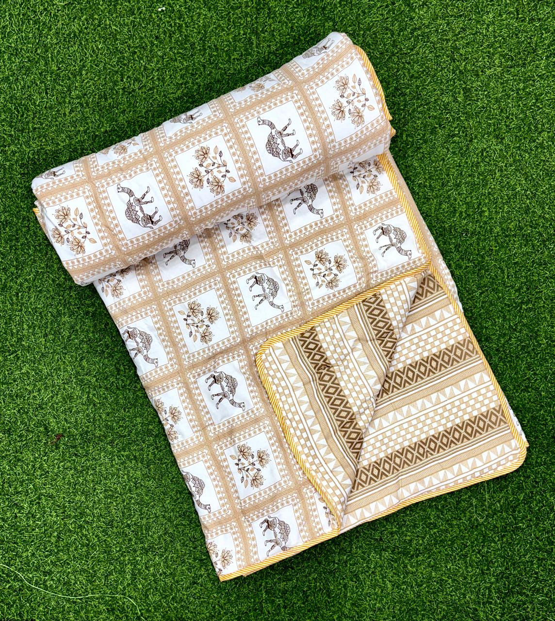 Pure cotton single screen printed reversible AC quilt (60x90 inches)