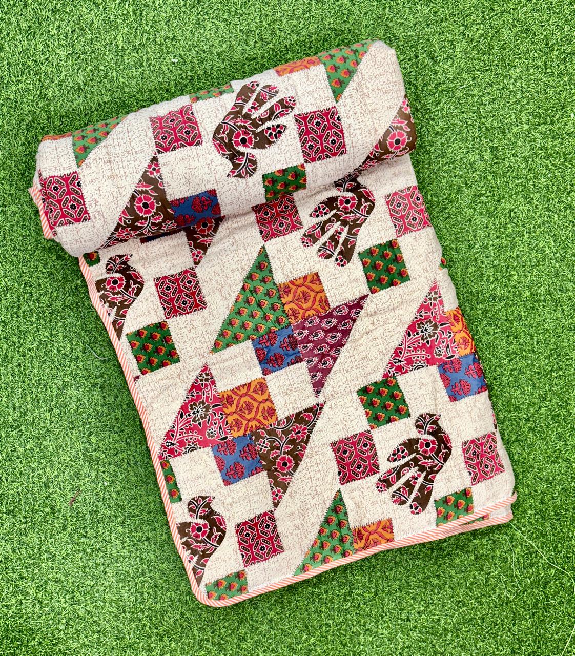 Pure cotton single screen printed reversible AC quilt (60x90 inches)