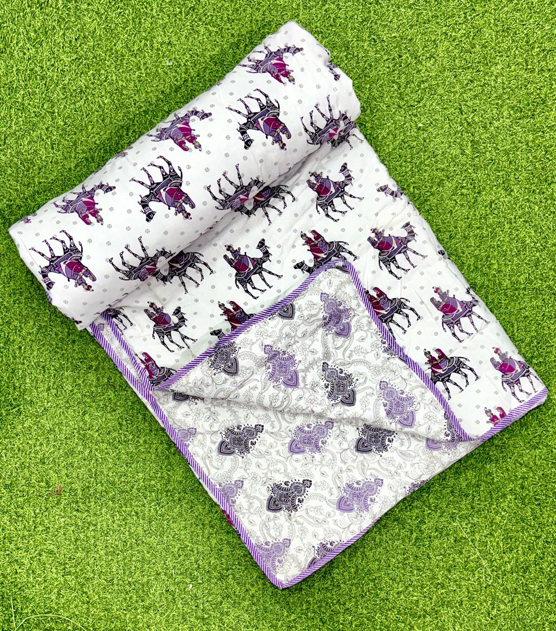 Pure cotton single screen printed reversible AC quilt (60x90 inches)