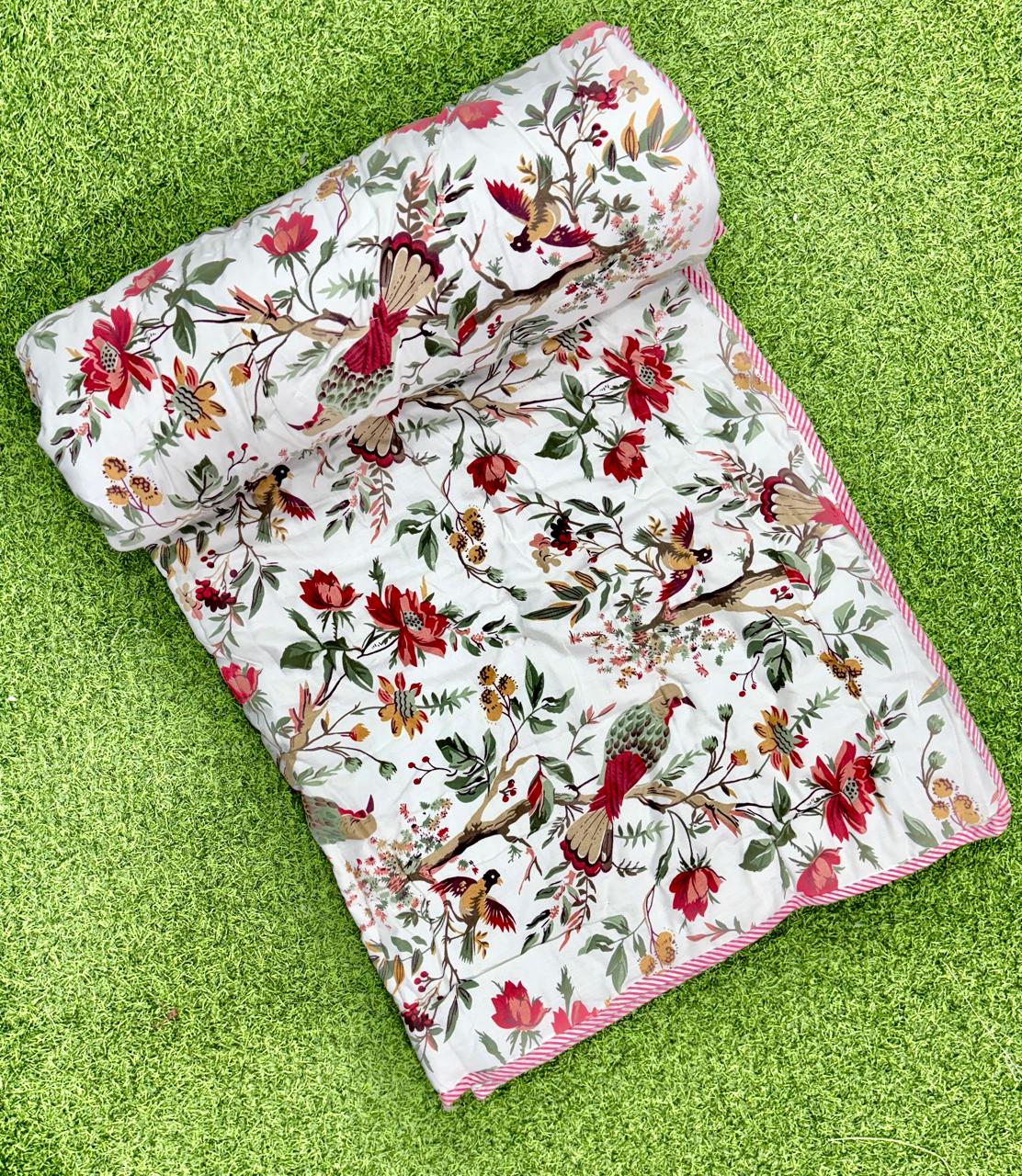 Pure cotton single screen printed reversible AC quilt (60x90 inches)