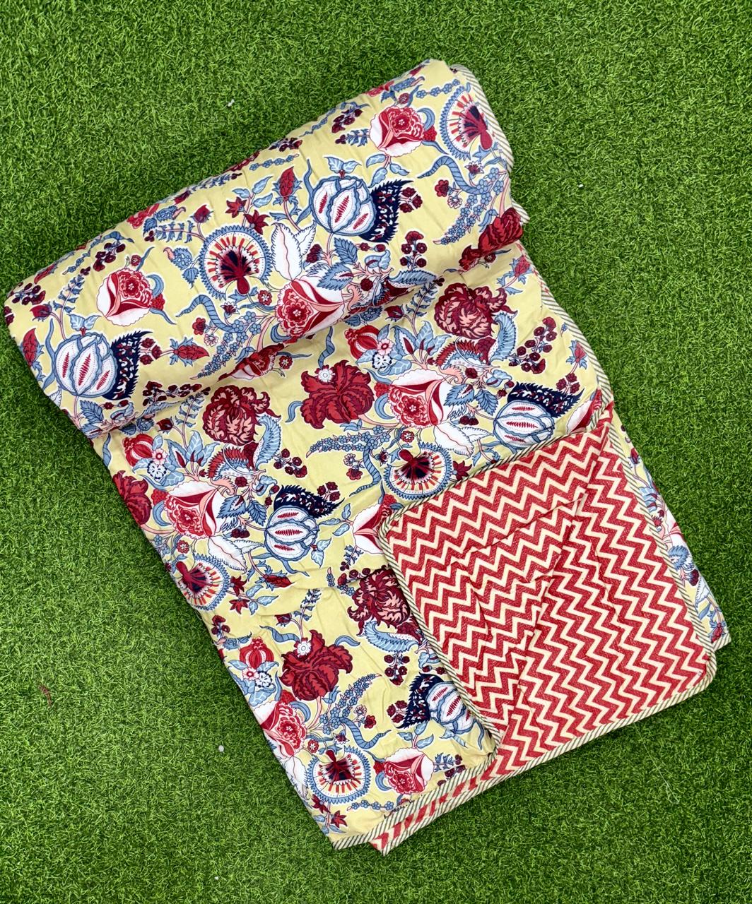 Pure cotton single screen printed reversible AC quilt (60x90 inches)