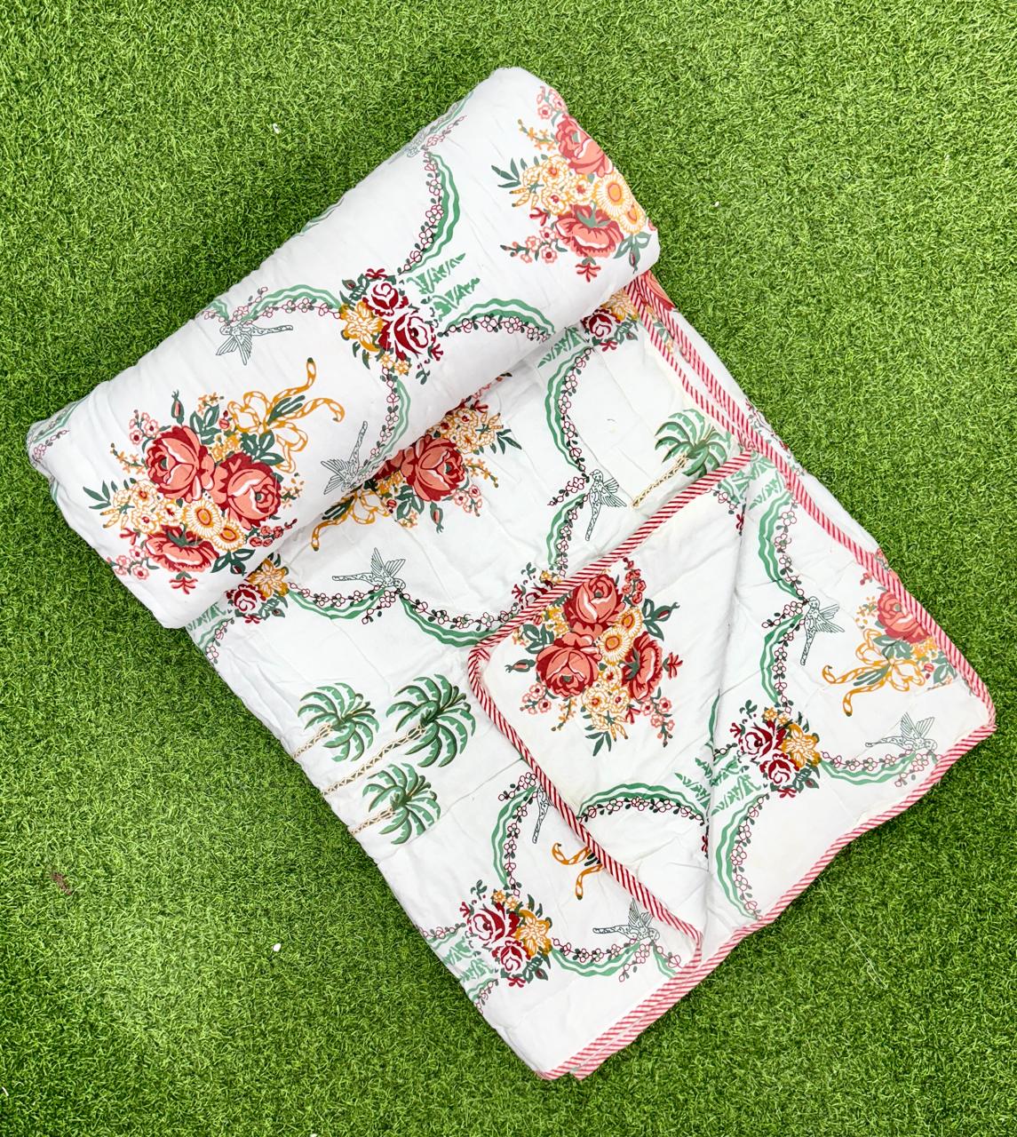 Pure cotton single screen printed reversible AC quilt (60x90 inches)