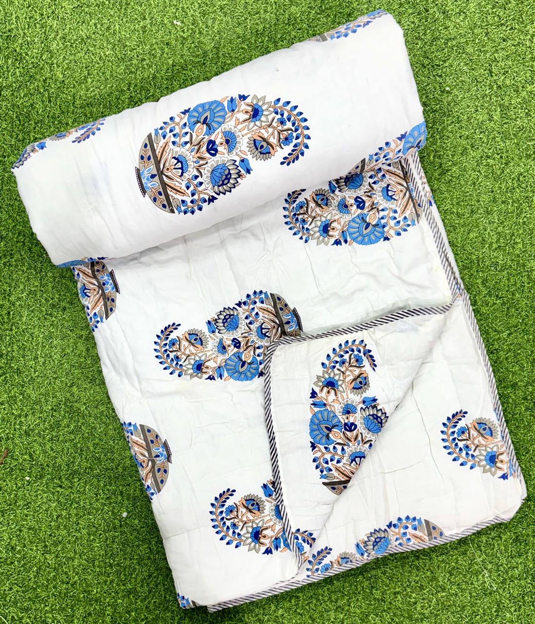 Pure cotton single screen printed reversible AC quilt (60x90 inches)