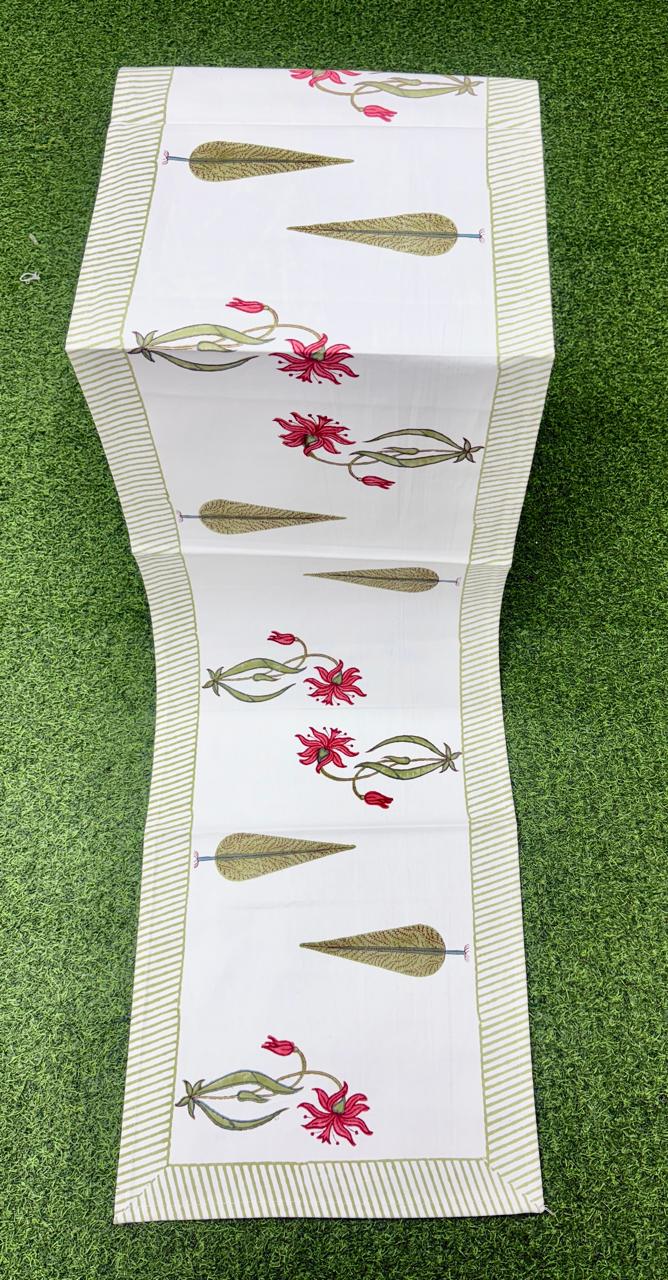 Pure canvas cotton handblock printed runners for 4 and 6 seater dining tables