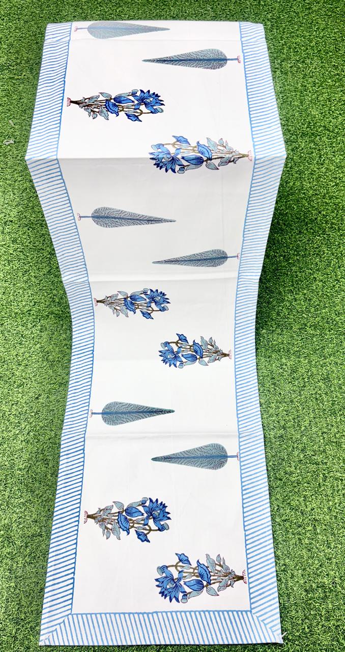 Pure canvas cotton handblock printed runners for 4 and 6 seater dining tables