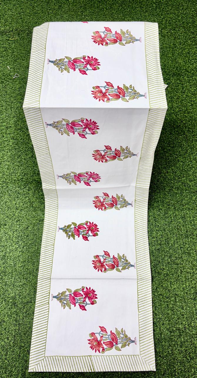 Pure canvas cotton handblock printed runners for 4 and 6 seater dining tables
