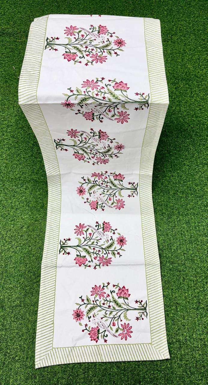 Pure canvas cotton handblock printed runners for 4 and 6 seater dining tables
