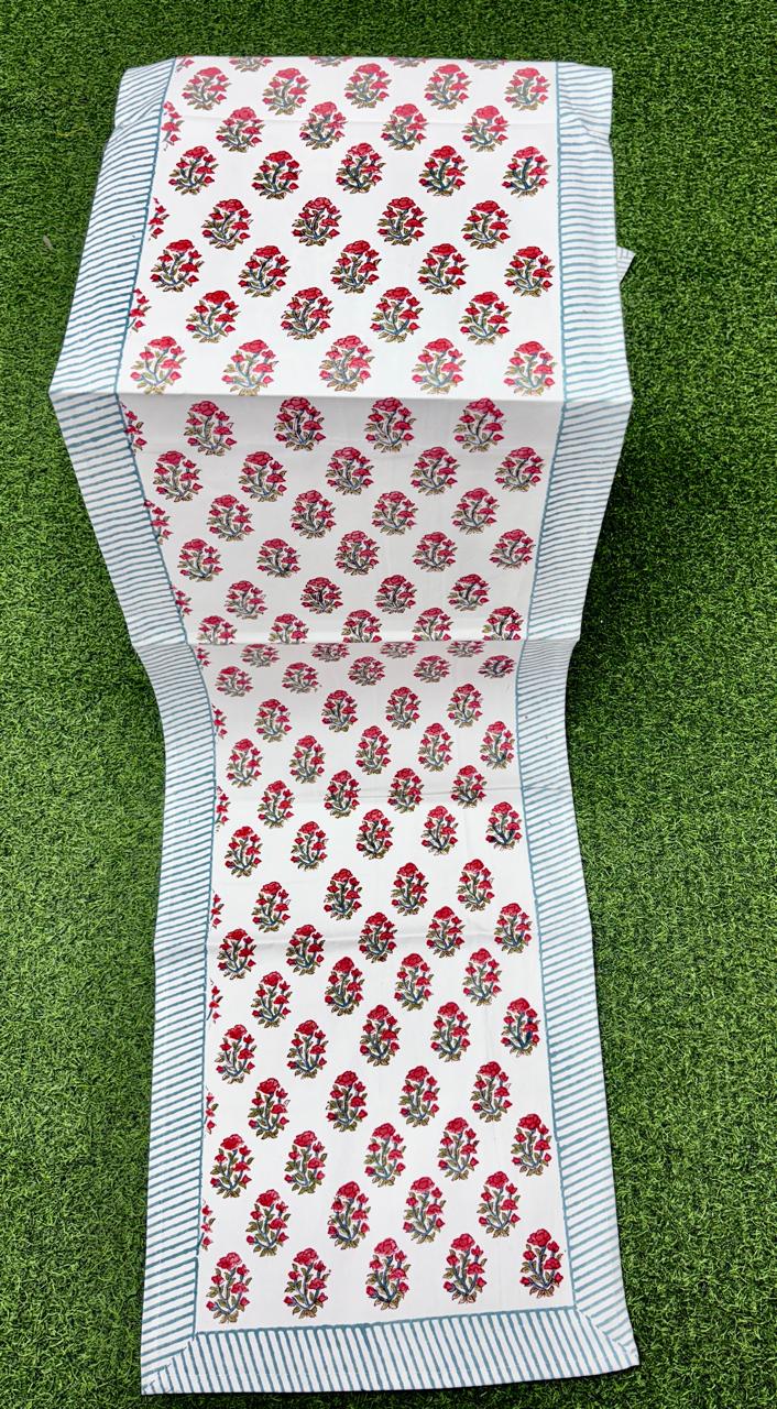 Pure canvas cotton handblock printed runners for 4 and 6 seater dining tables