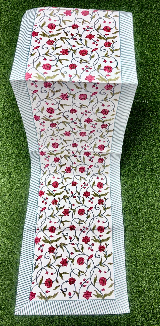 Pure canvas cotton handblock printed runners for 4 and 6 seater dining tables