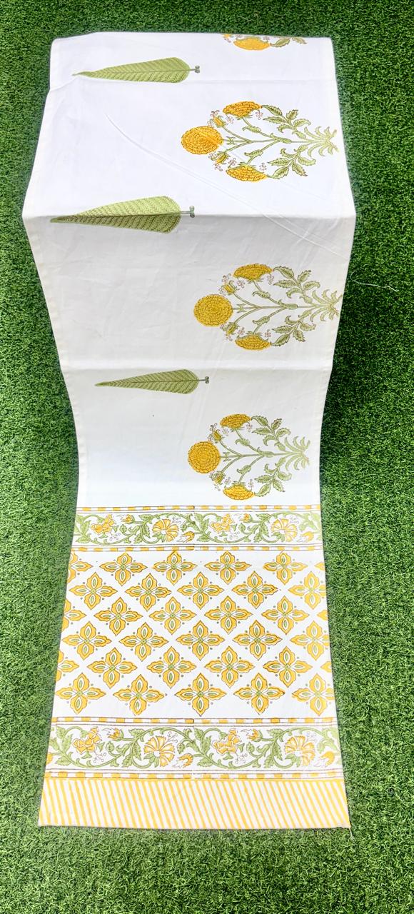 Pure canvas cotton handblock printed runners for 4 and 6 seater dining tables