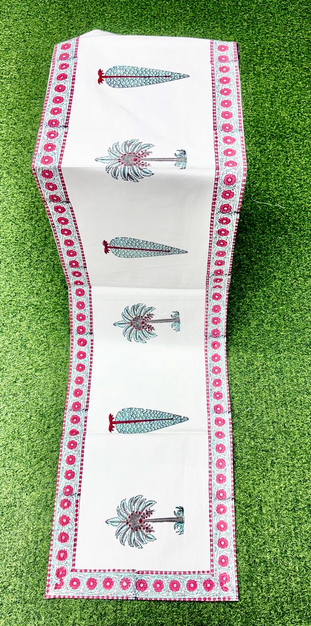 Pure canvas cotton handblock printed runners for 4 and 6 seater dining tables
