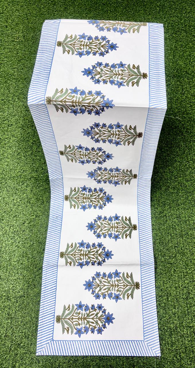 Pure canvas cotton handblock printed runners for 4 and 6 seater dining tables