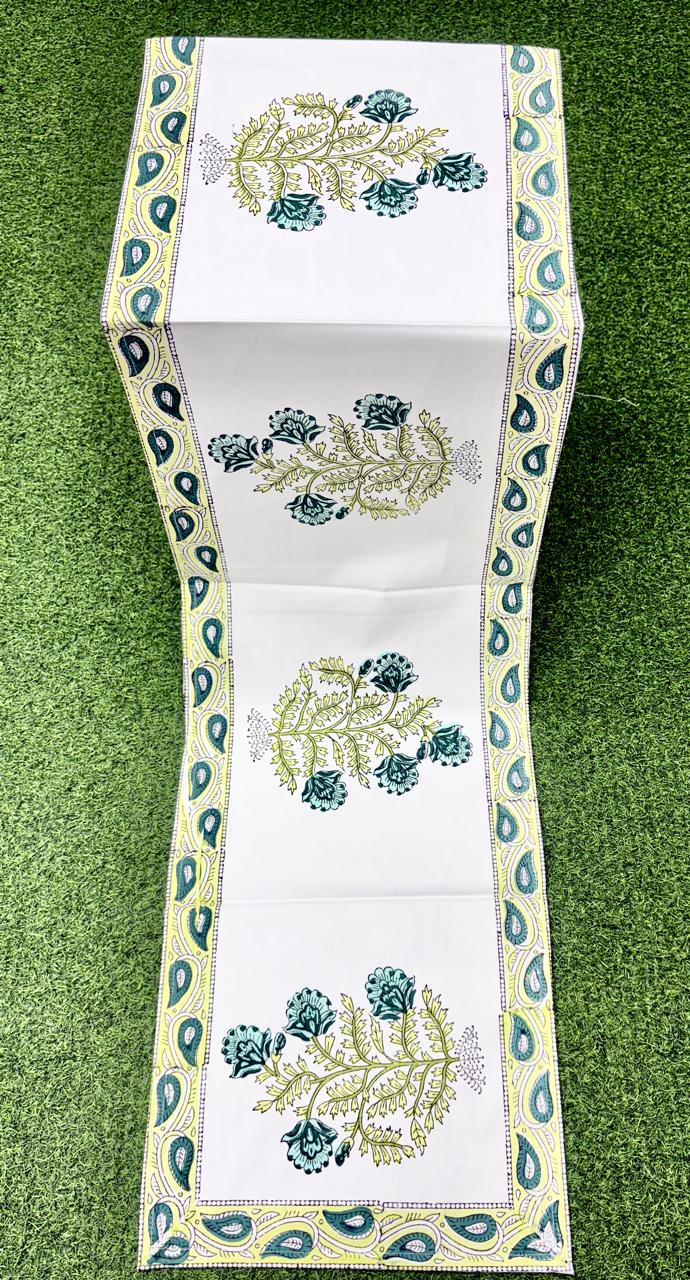 Pure canvas cotton handblock printed runners for 4 and 6 seater dining tables
