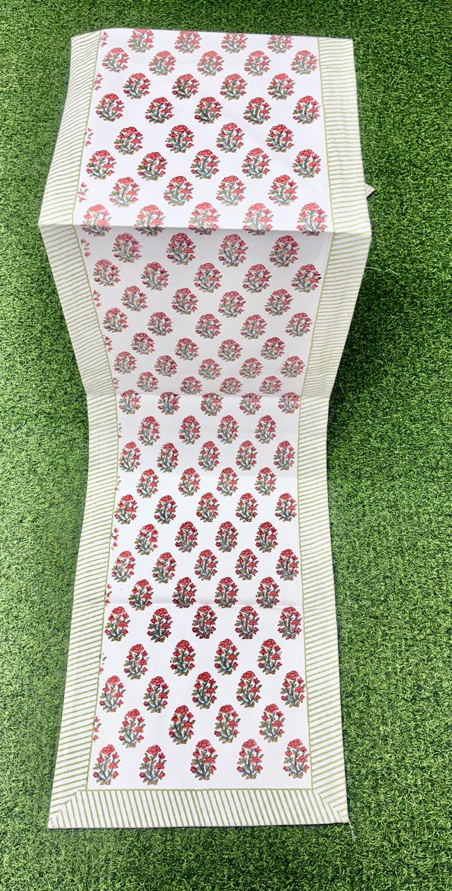 Pure canvas cotton handblock printed runners for 4 and 6 seater dining tables