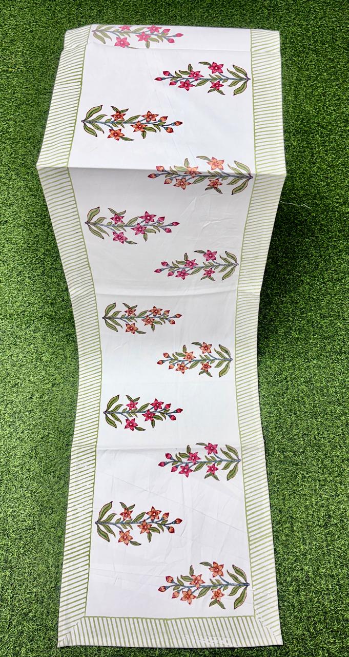 Pure canvas cotton handblock printed runners for 4 and 6 seater dining tables
