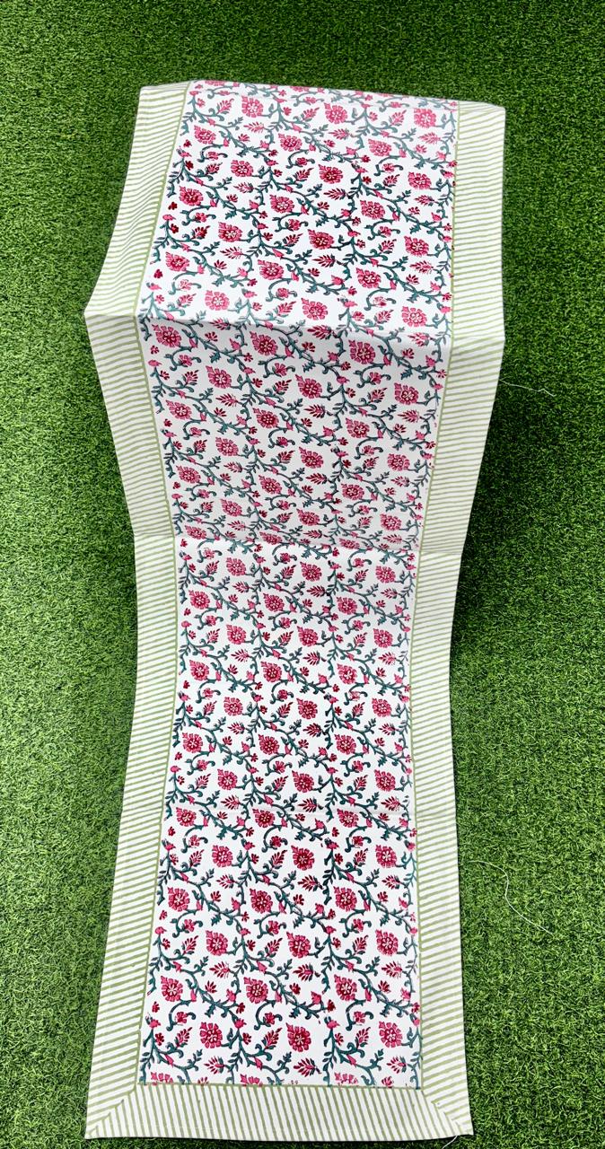 Pure canvas cotton handblock printed runners for 4 and 6 seater dining tables