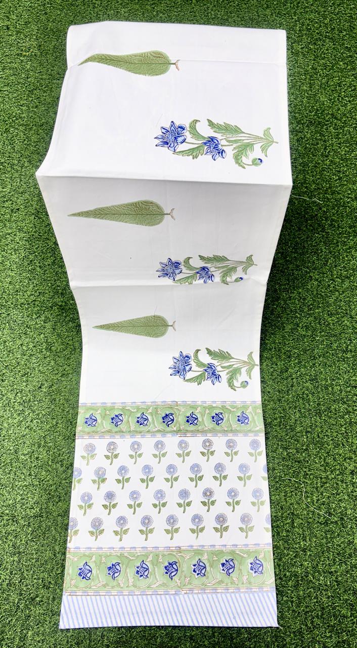 Pure canvas cotton handblock printed runners for 4 and 6 seater dining tables