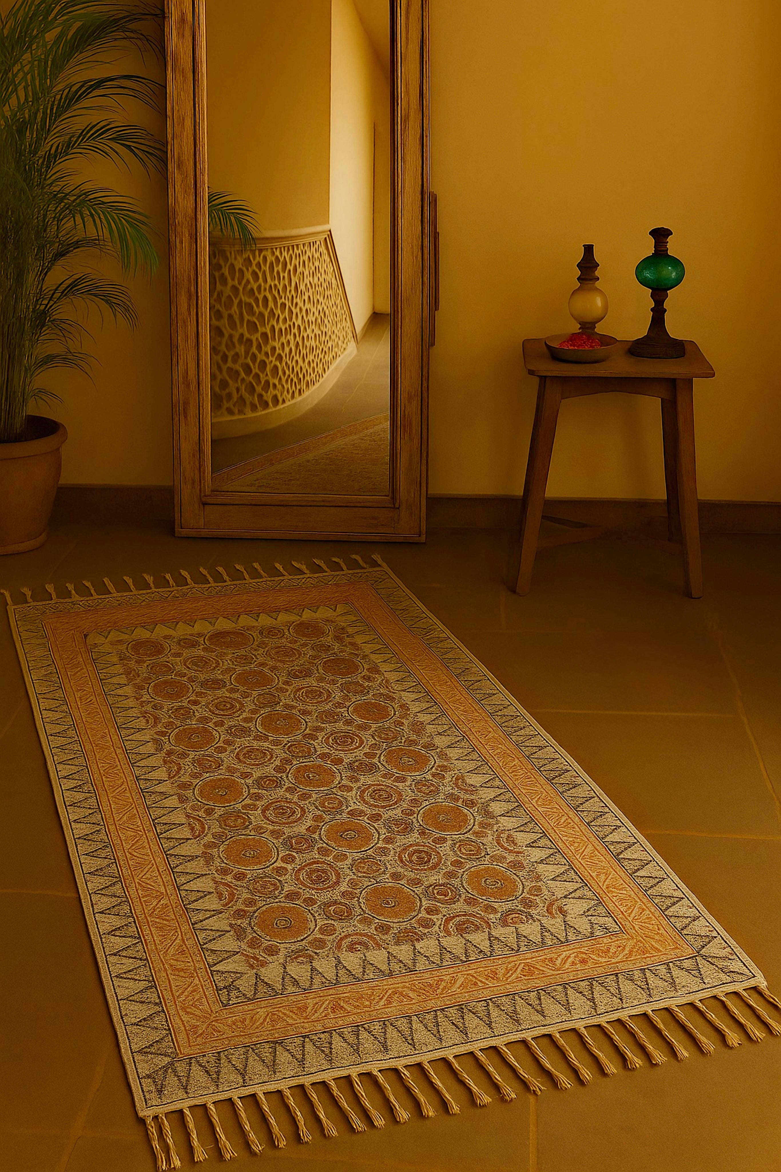 Handmade hand-block printed rugs (4x6 feet)