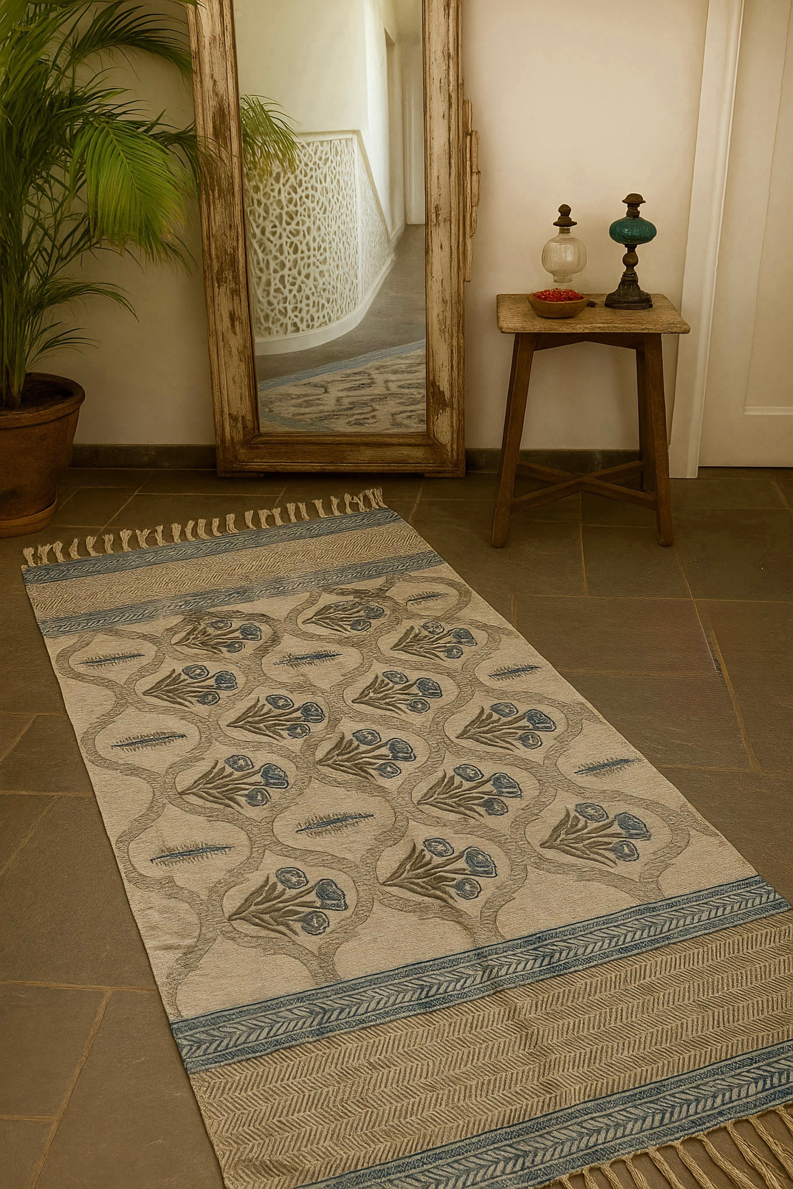 Handmade hand-block printed rugs (4x6 feet)