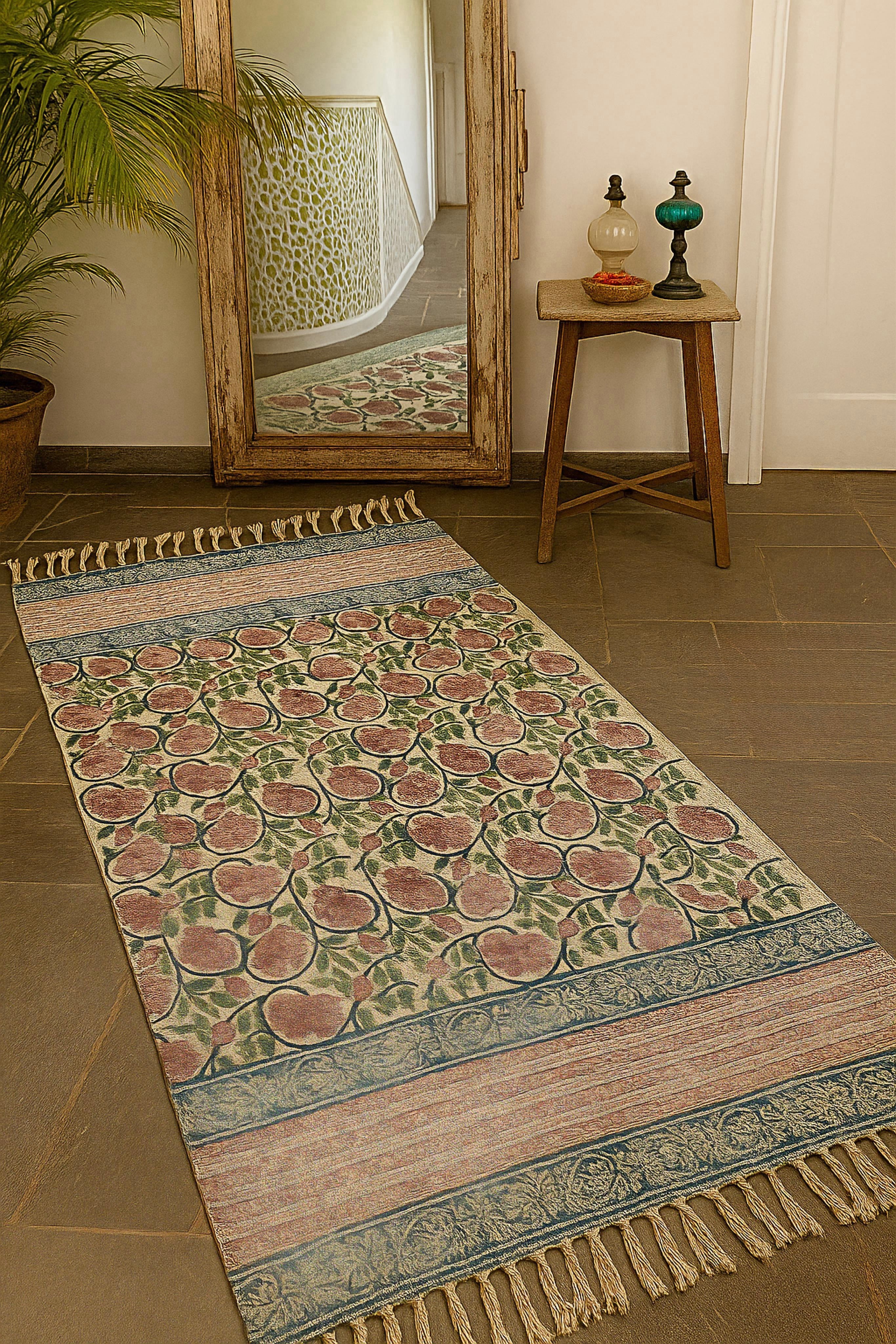 Handmade hand-block printed rugs (4x6 feet)