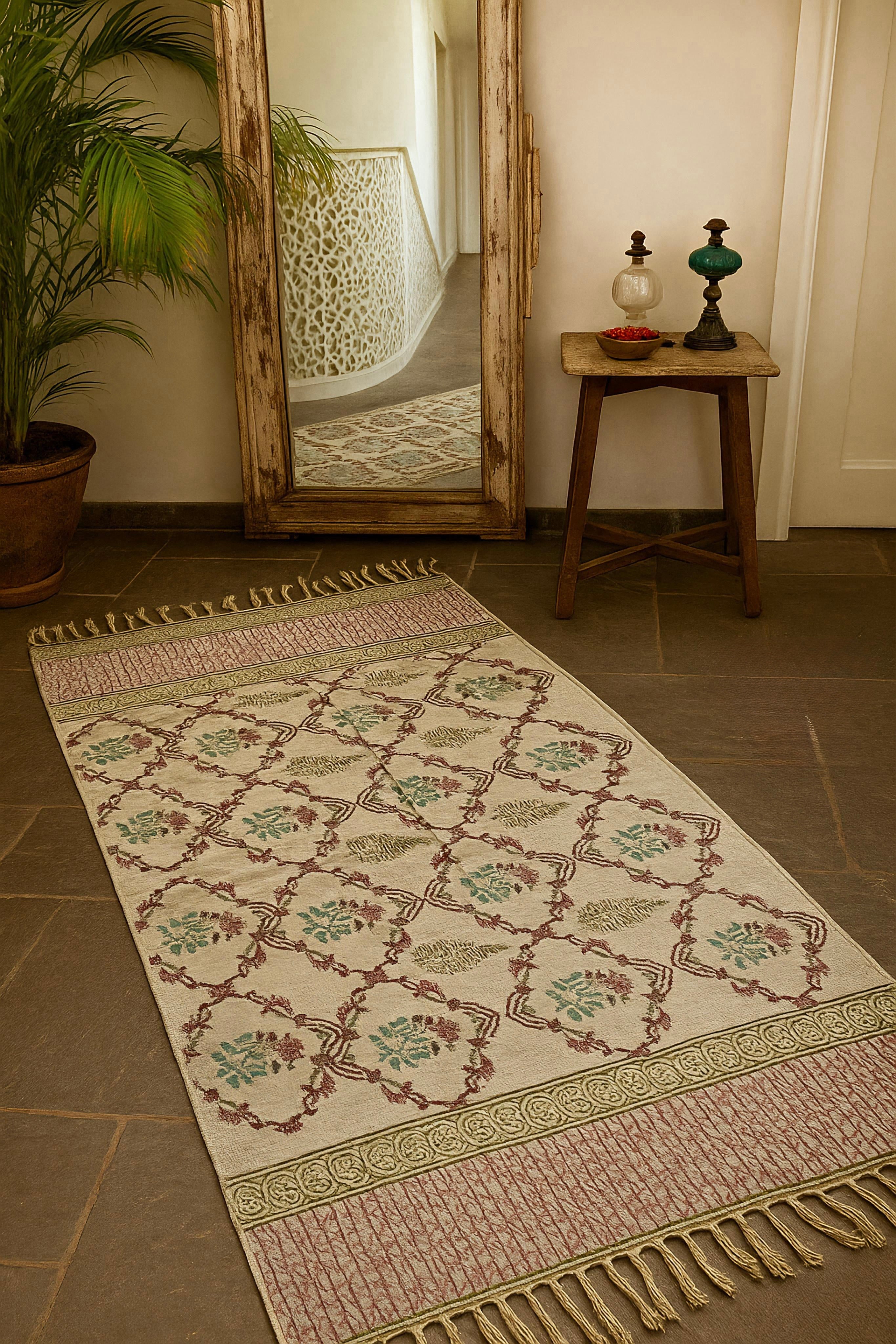 Handmade hand-block printed rugs (4x6 feet)