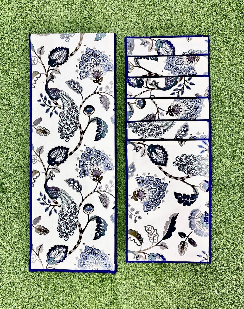 Pure cotton printed table runner and placemats combo for 6 seater dining tables