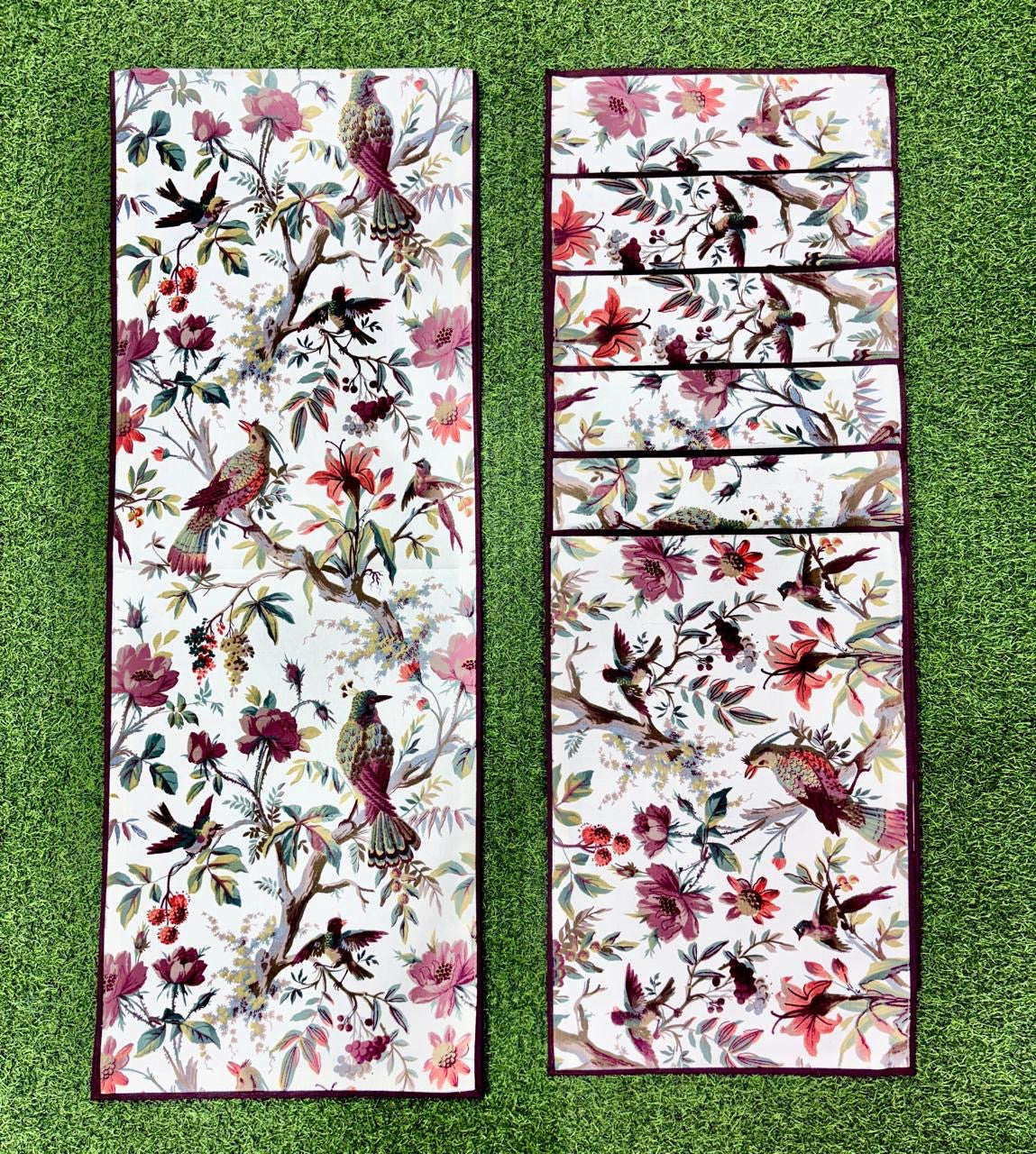 Pure cotton printed table runner and placemats combo for 6 seater dining tables