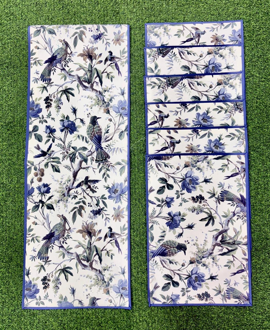 Pure cotton printed table runner and placemats combo for 6 seater dining tables